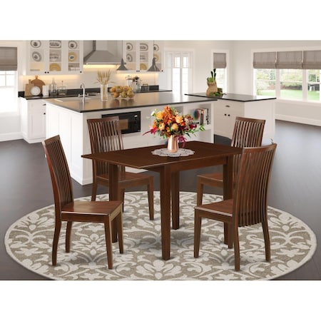 East West Furniture 5 Piece Norden Dining Table Set - Mahogany NDIP5-MAH-W